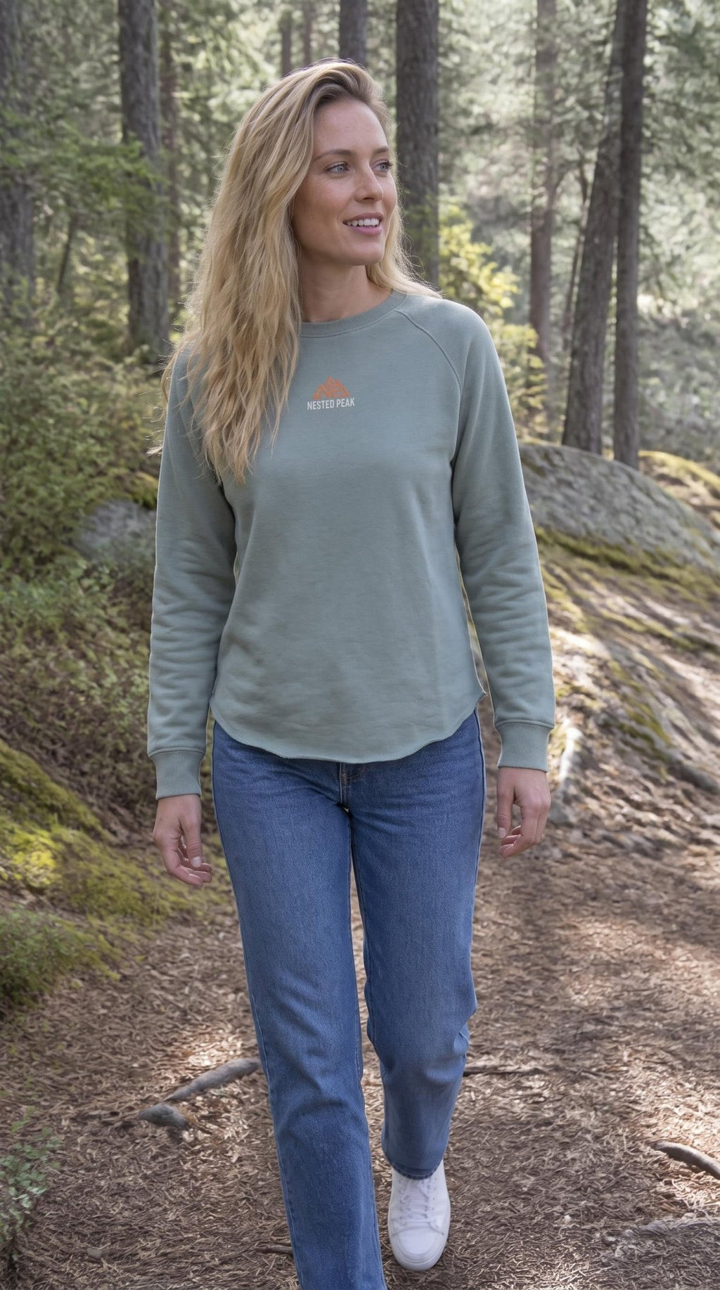 NP 26 Women's Lightweight Wash Sweatshirt | Sage, Misty Blue, Blush - Nested Peak