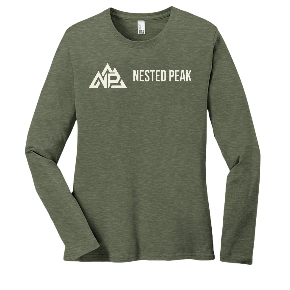 NP 26 Women's Long Sleeve Tee | Light Heather Grey, Heathered Royal, Heathered Olive, Heathered Dusty Sage, Heathered Charcoal, Blust Frost - Nested Peak