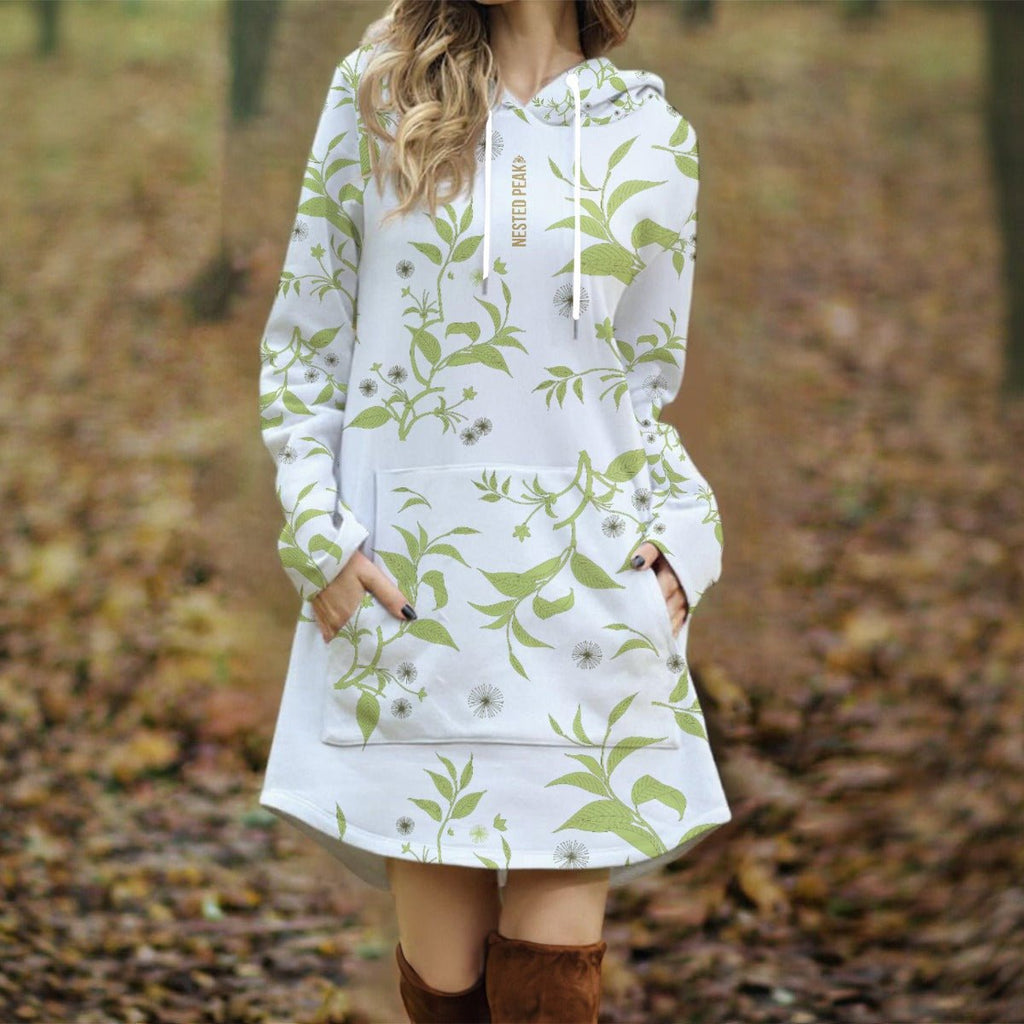 NP 26 Women's Longline Hoodie Dress | White - Nested Peak