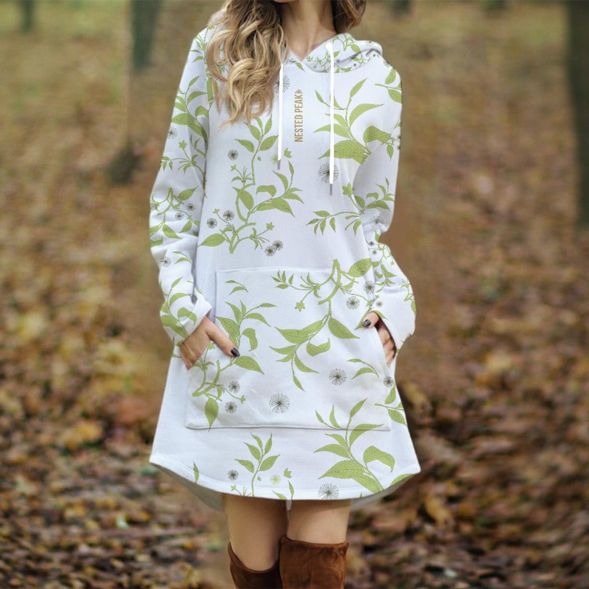NP 26 Women's Longline Hoodie Dress | White - Nested Peak