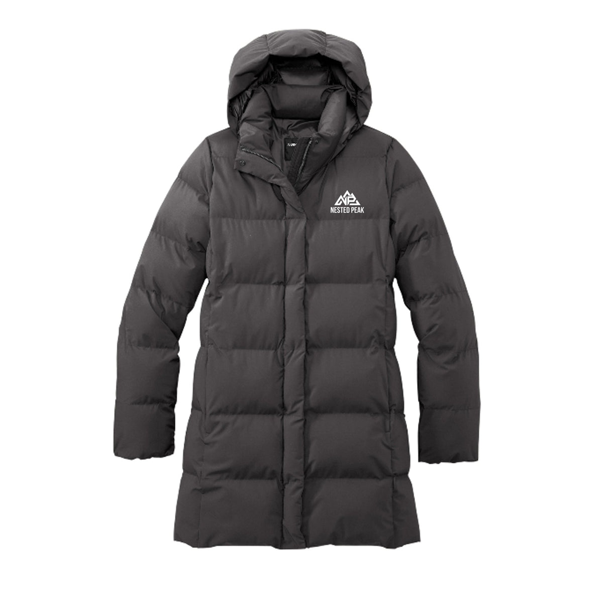 NP 26 Women's Puffy Parka | Deep Black, Anchor Grey - Nested Peak