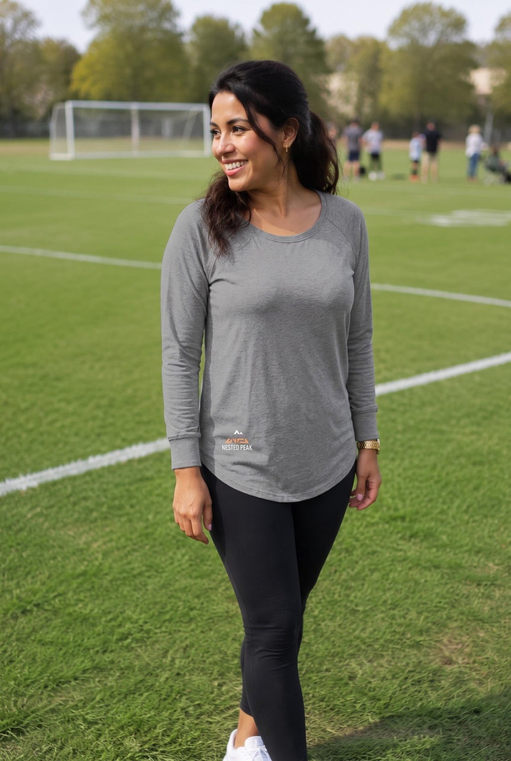 NP 26 Women's Tri LS Tunic Tee | Grey Frost, Black Frost - Nested Peak