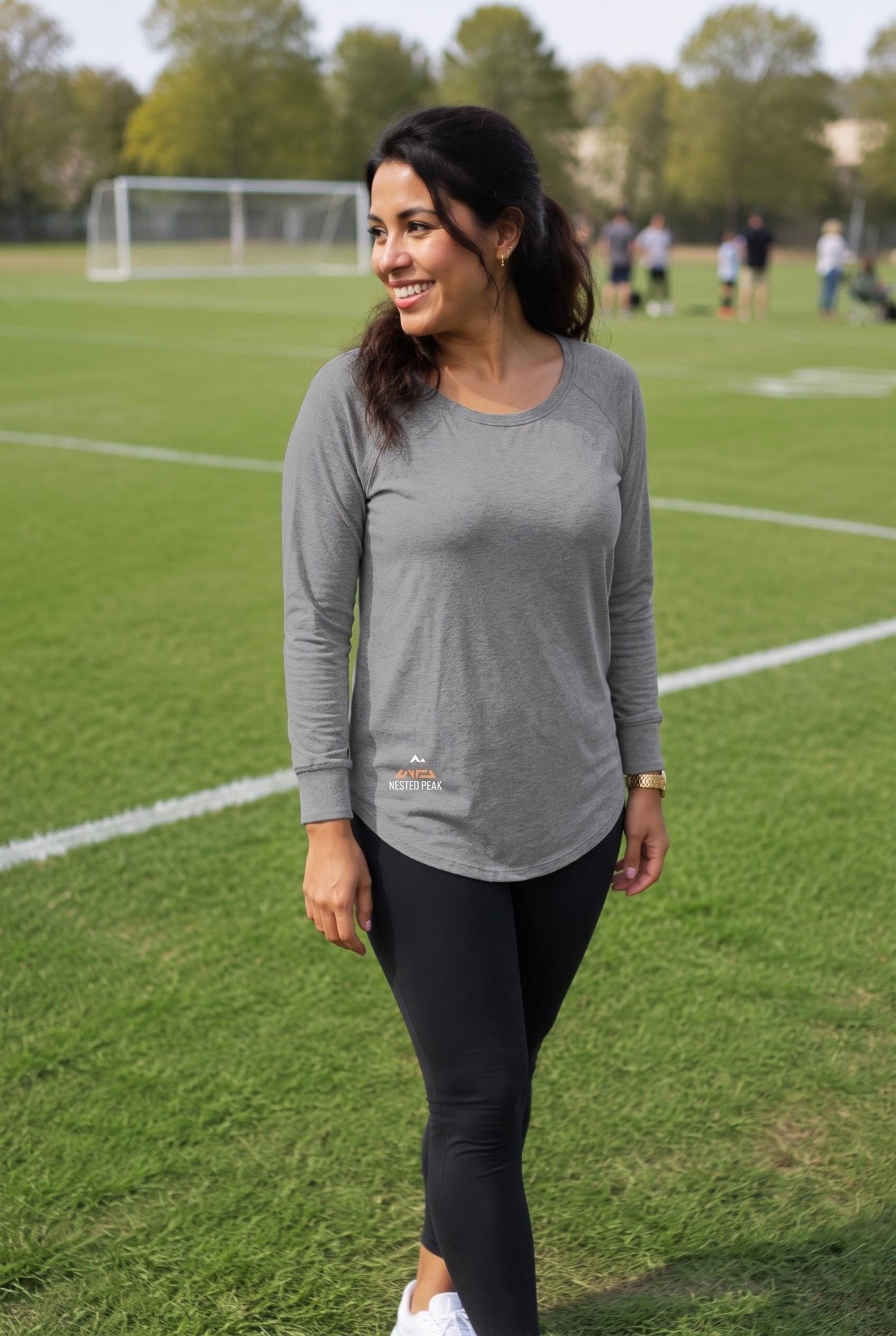 NP 26 Women's Tri LS Tunic Tee | Grey Frost, Black Frost - Nested Peak