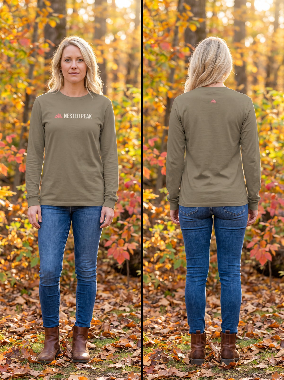NP 26 Women's Triblend Long Sleeve Tee | Olive Triblend, Navy Triblend, Solid Black Triblend - Nested Peak LLC