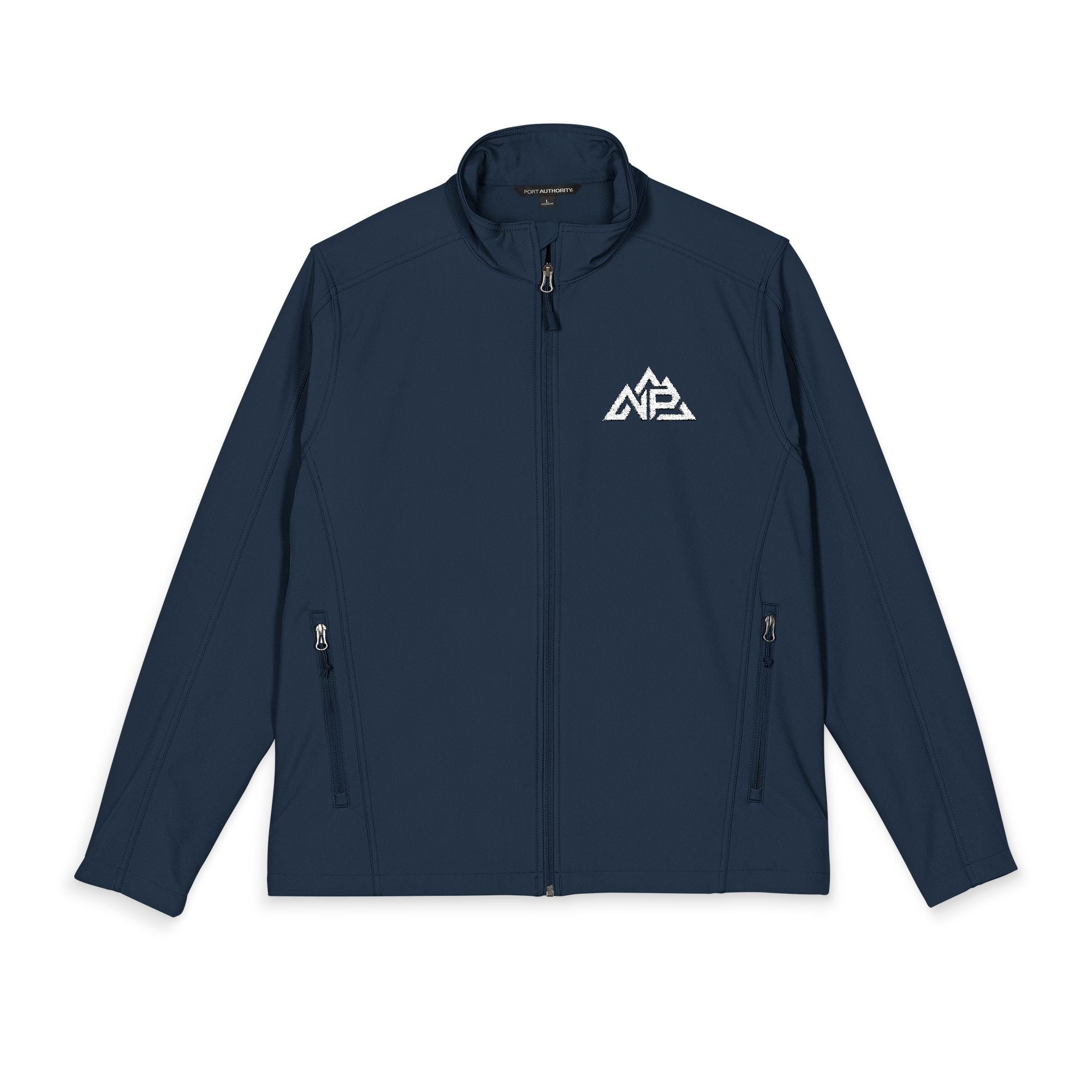 NP Embroidered Mountain Logo Soft Shell Jacket — Men's Lightweight Weatherproof Coat | Battleship Grey, Black, Black Charcoal Heather, Deep Smoke, Dress Blue Navy, Maroon, Pearl Grey Heather - Nested Peak