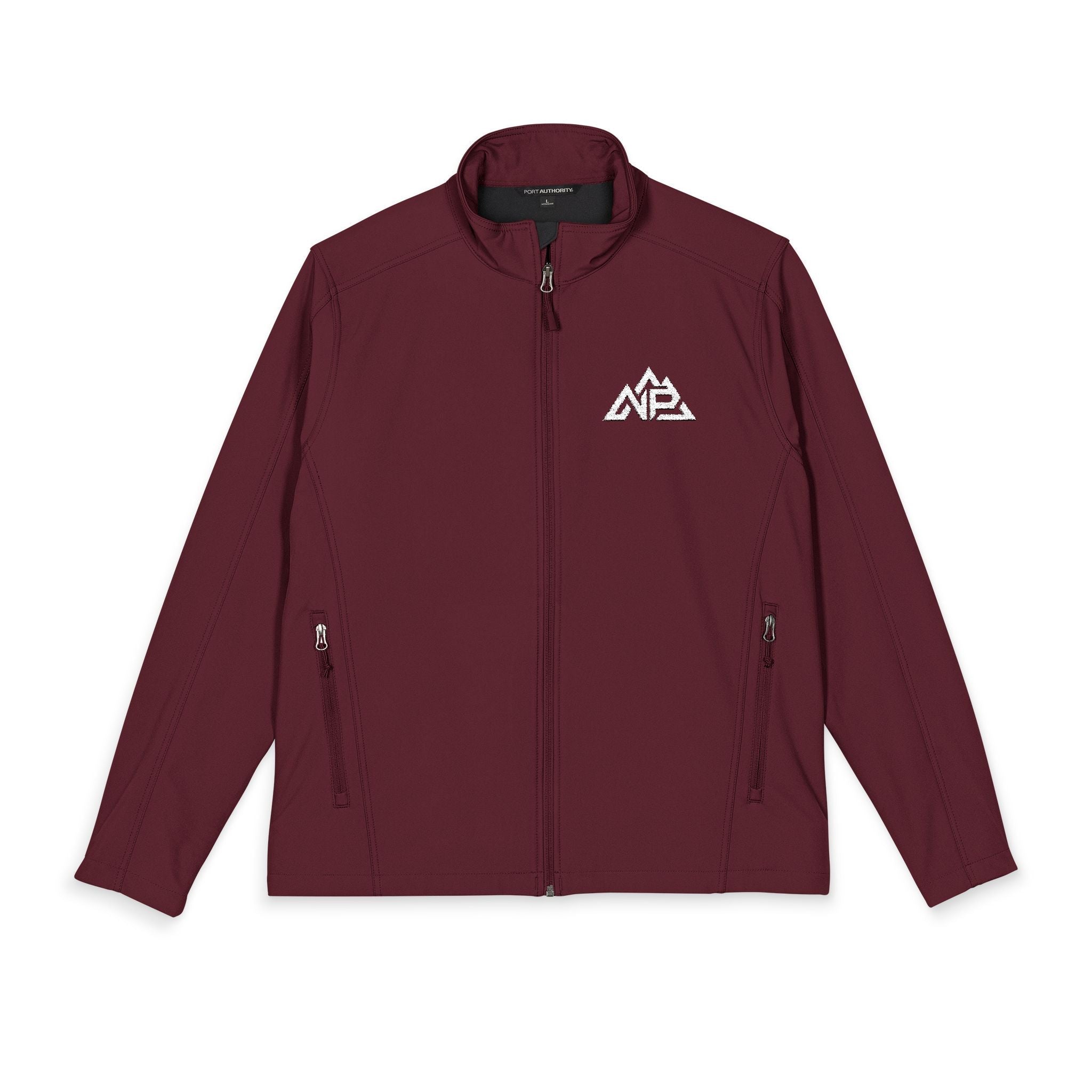 NP Embroidered Mountain Logo Soft Shell Jacket — Men's Lightweight Weatherproof Coat | Battleship Grey, Black, Black Charcoal Heather, Deep Smoke, Dress Blue Navy, Maroon, Pearl Grey Heather - Nested Peak