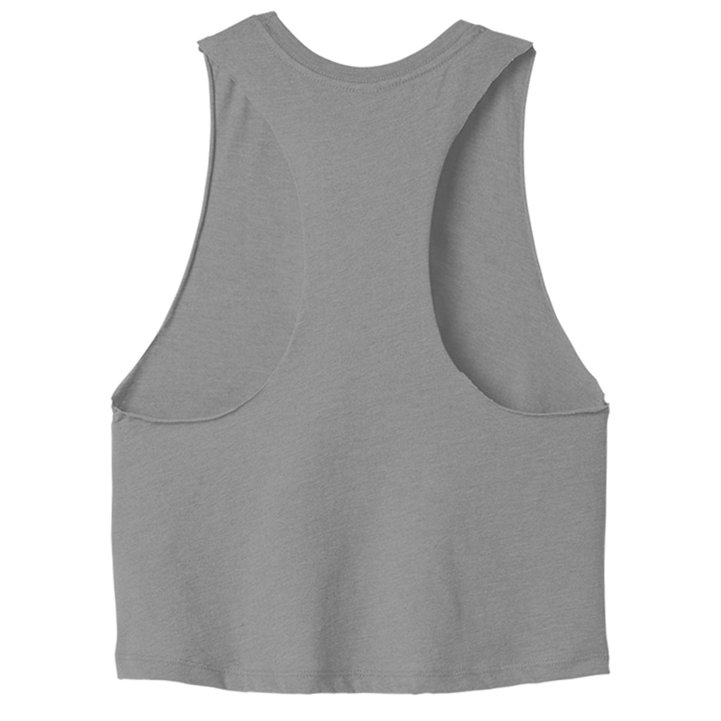 NP Ladies Racerback Cropped Tank | HTHR Deep Teal, Heather Dusty Blue, Athletic Heather - Nested Peak