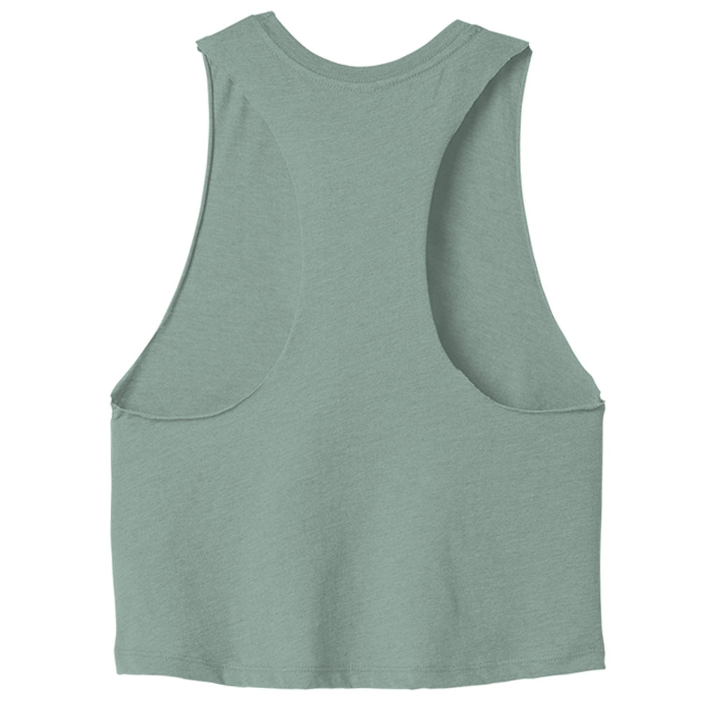 NP Ladies Racerback Cropped Tank | HTHR Deep Teal, Heather Dusty Blue, Athletic Heather - Nested Peak
