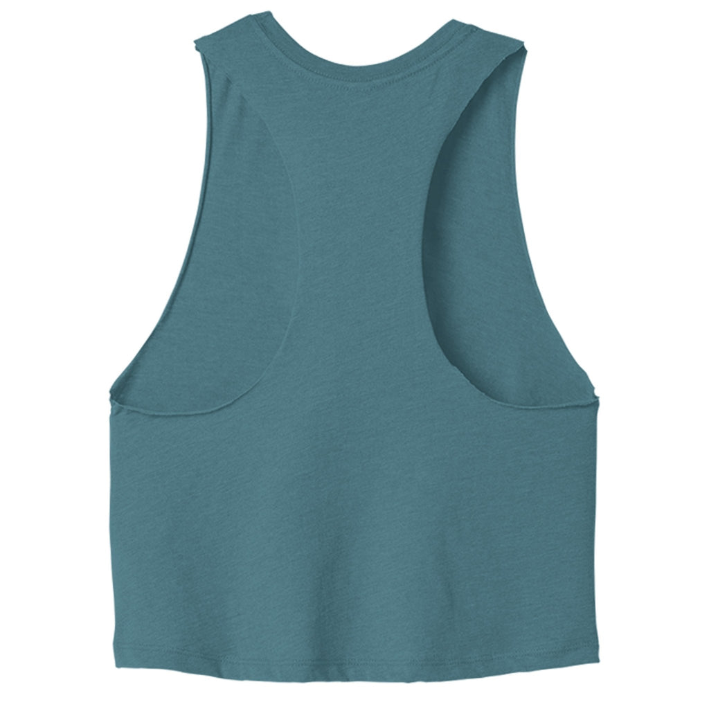 NP Ladies Racerback Cropped Tank | HTHR Deep Teal, Heather Dusty Blue, Athletic Heather - Nested Peak