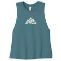 NP Ladies Racerback Cropped Tank | HTHR Deep Teal, Heather Dusty Blue, Athletic Heather - Nested Peak