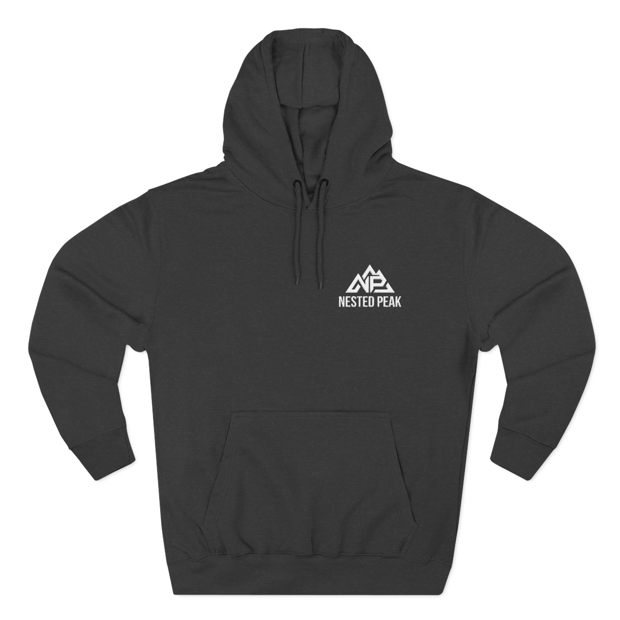 NP Logo Hoodie — Cozy Fleece Pullover | Black, Charcoal Heather, Navy, Red, Sports Green - Nested Peak