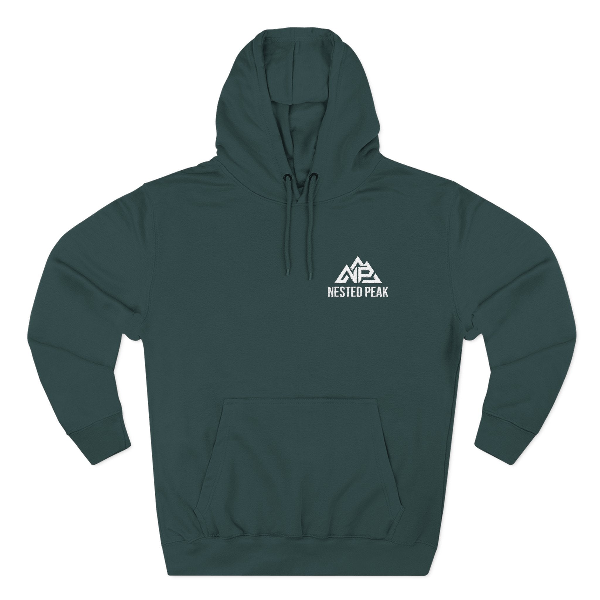 NP Logo Hoodie — Cozy Fleece Pullover | Black, Charcoal Heather, Navy, Red, Sports Green - Nested Peak
