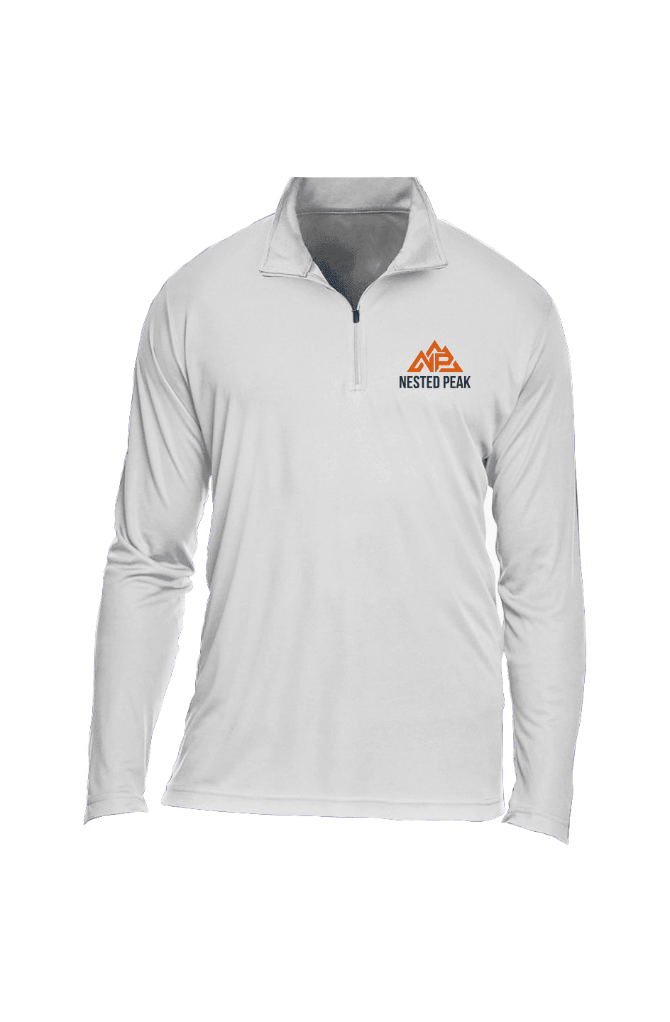 NP Mens Quarter-Zip | White, Sport Light Blue - Nested Peak