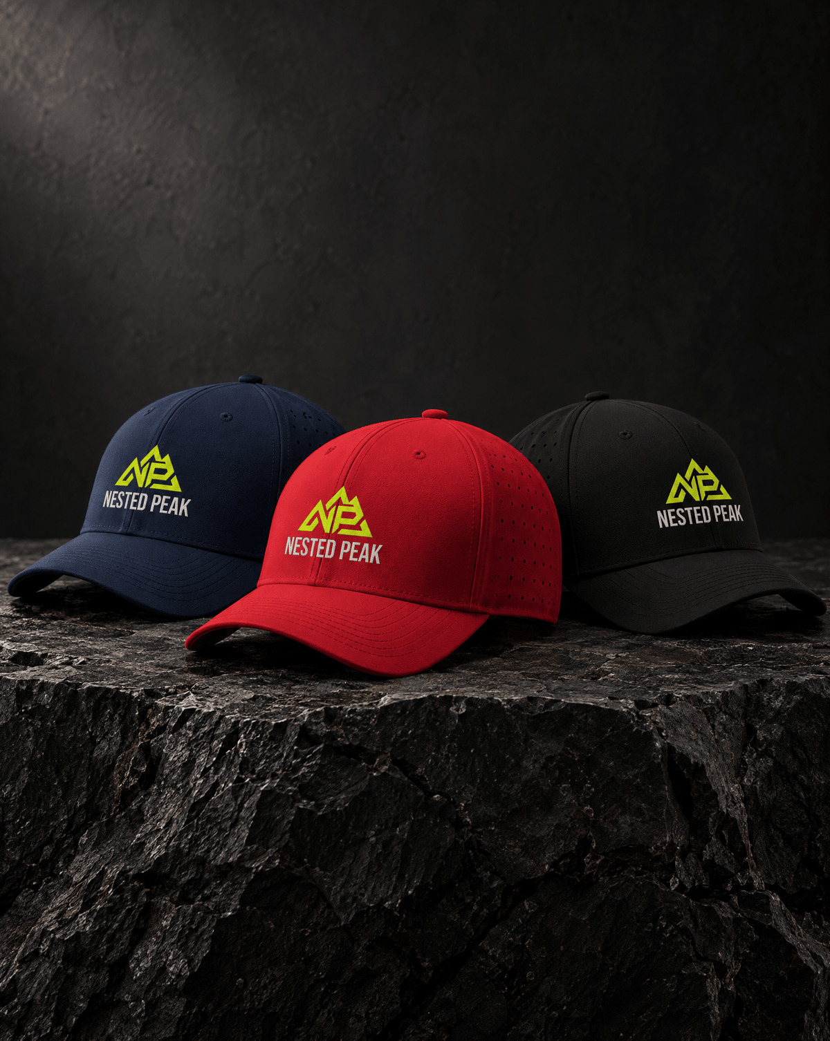 NP Quad Laser Perf R Flex Cap | Navy, Red, black - Nested Peak LLC