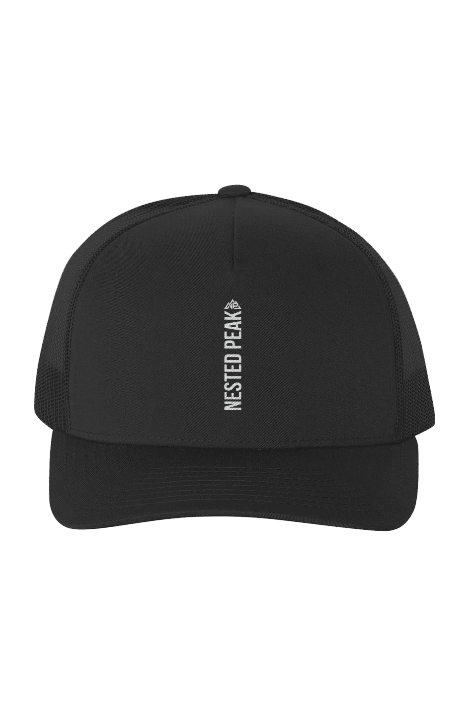 NP Run Dark Five-Panel Retro Trucker Cap | Navy, Black - Nested Peak