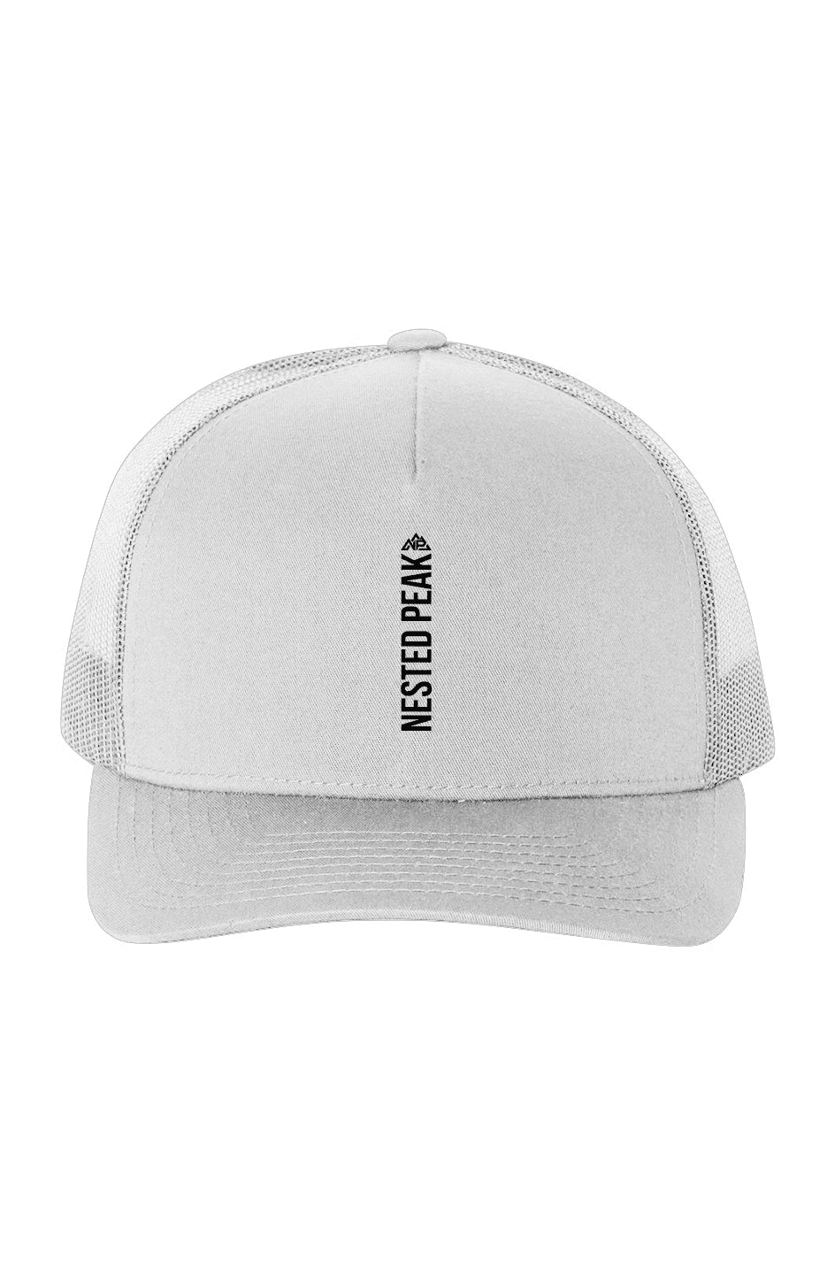 NP Run Light Five-Panel Retro Trucker Cap | Khaki, White - Nested Peak