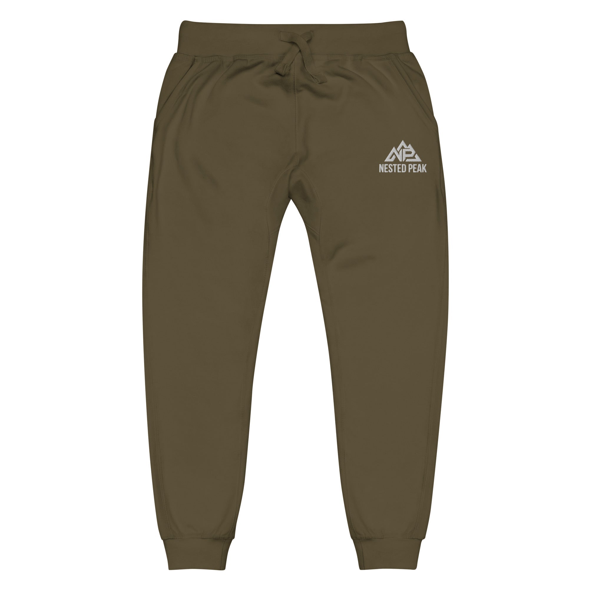 NP Unisex Fleece Sweatpants | Black, Navy Blazer, Maroon, Charcoal Heather, Military Green - Nested Peak