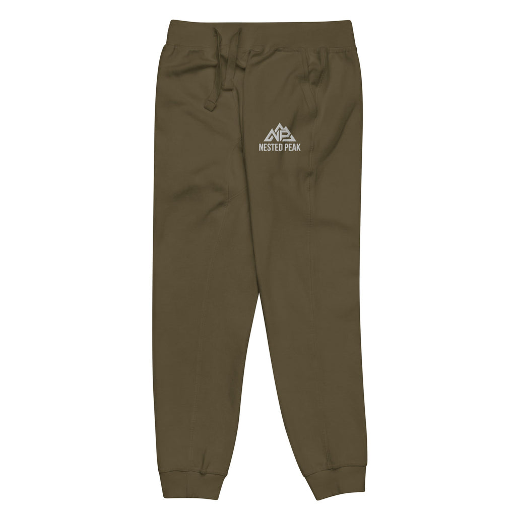 NP Unisex Fleece Sweatpants | Black, Navy Blazer, Maroon, Charcoal Heather, Military Green - Nested Peak
