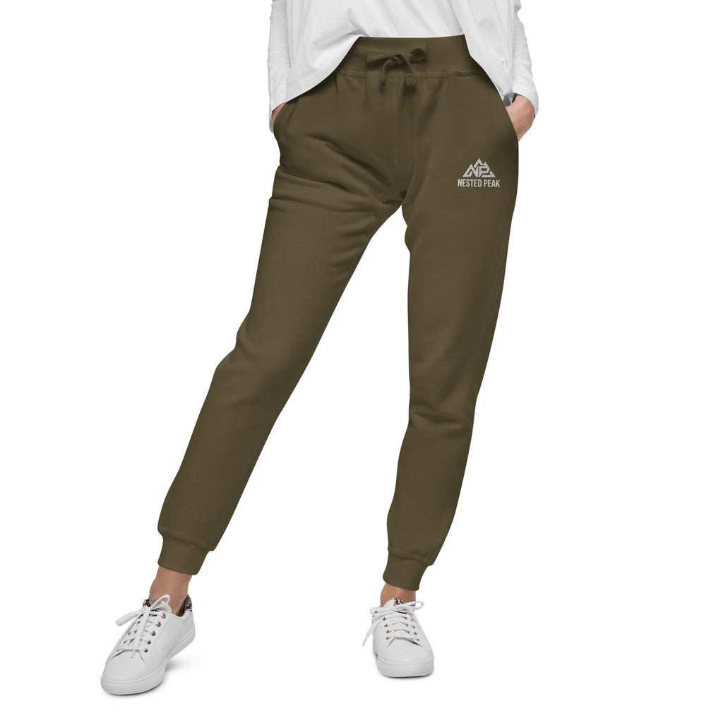 NP Unisex Fleece Sweatpants | Black, Navy Blazer, Maroon, Charcoal Heather, Military Green - Nested Peak