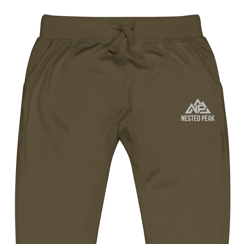NP Unisex Fleece Sweatpants | Black, Navy Blazer, Maroon, Charcoal Heather, Military Green - Nested Peak