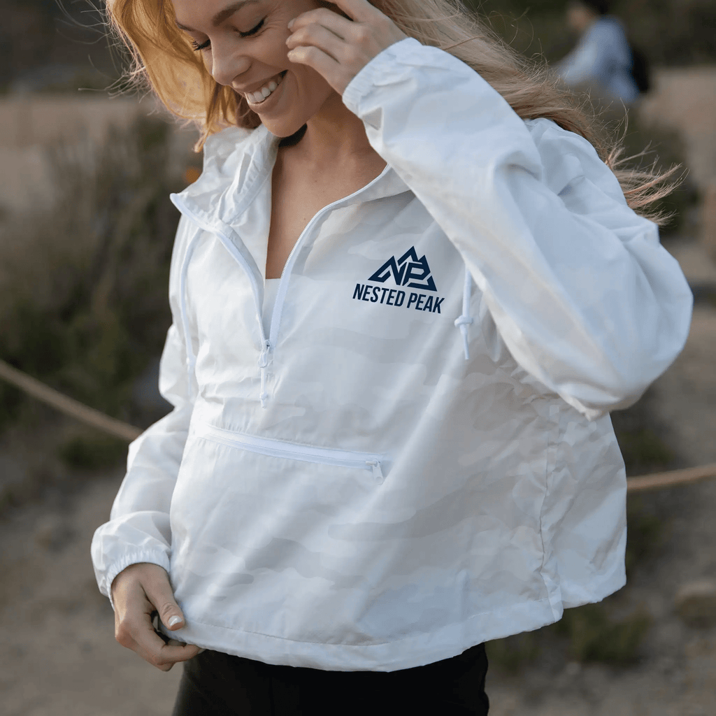 NP White Camo Crop Windbreaker - Nested Peak
