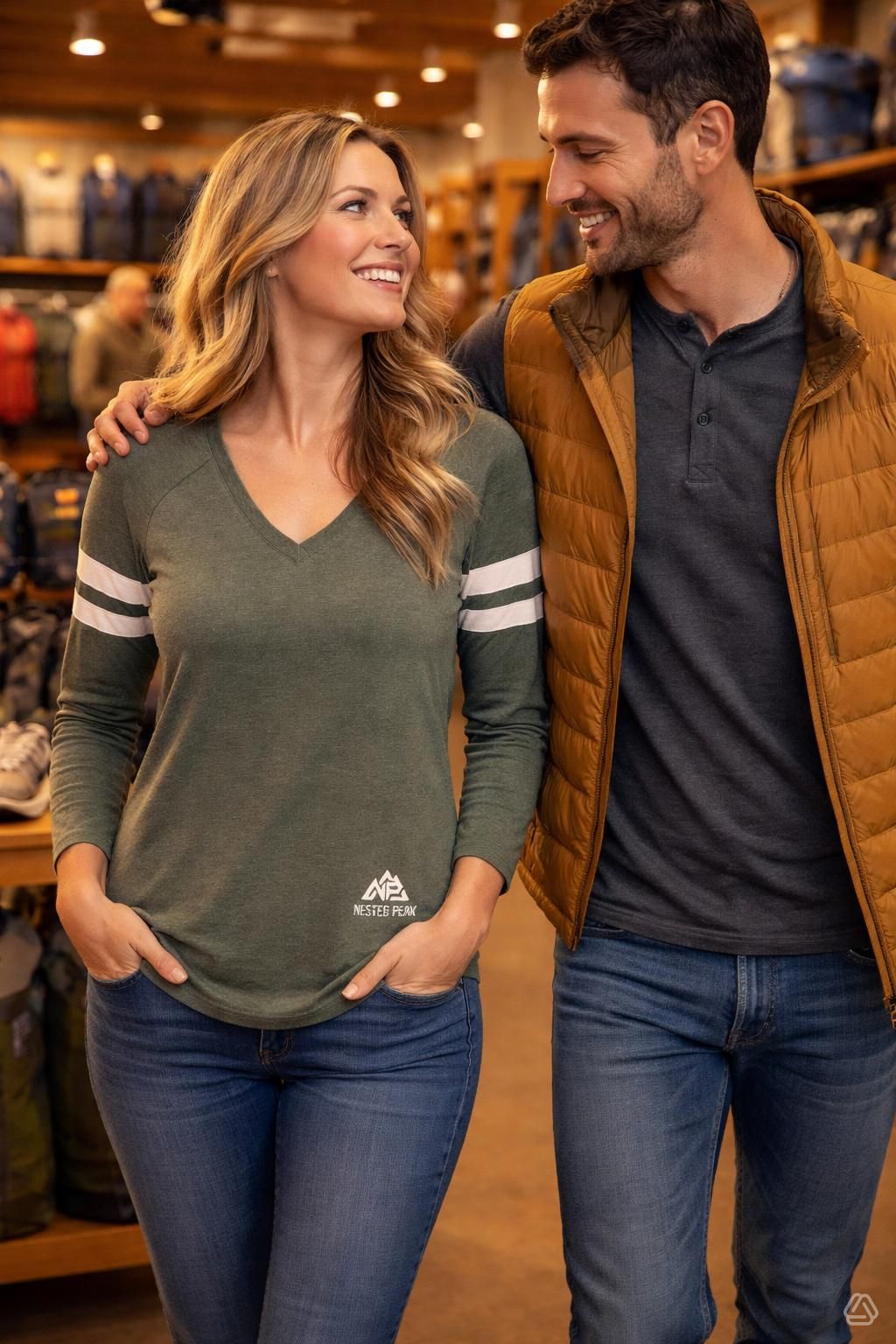 NP Women's Halftime Stripe V-Neck Tee - Nested Peak