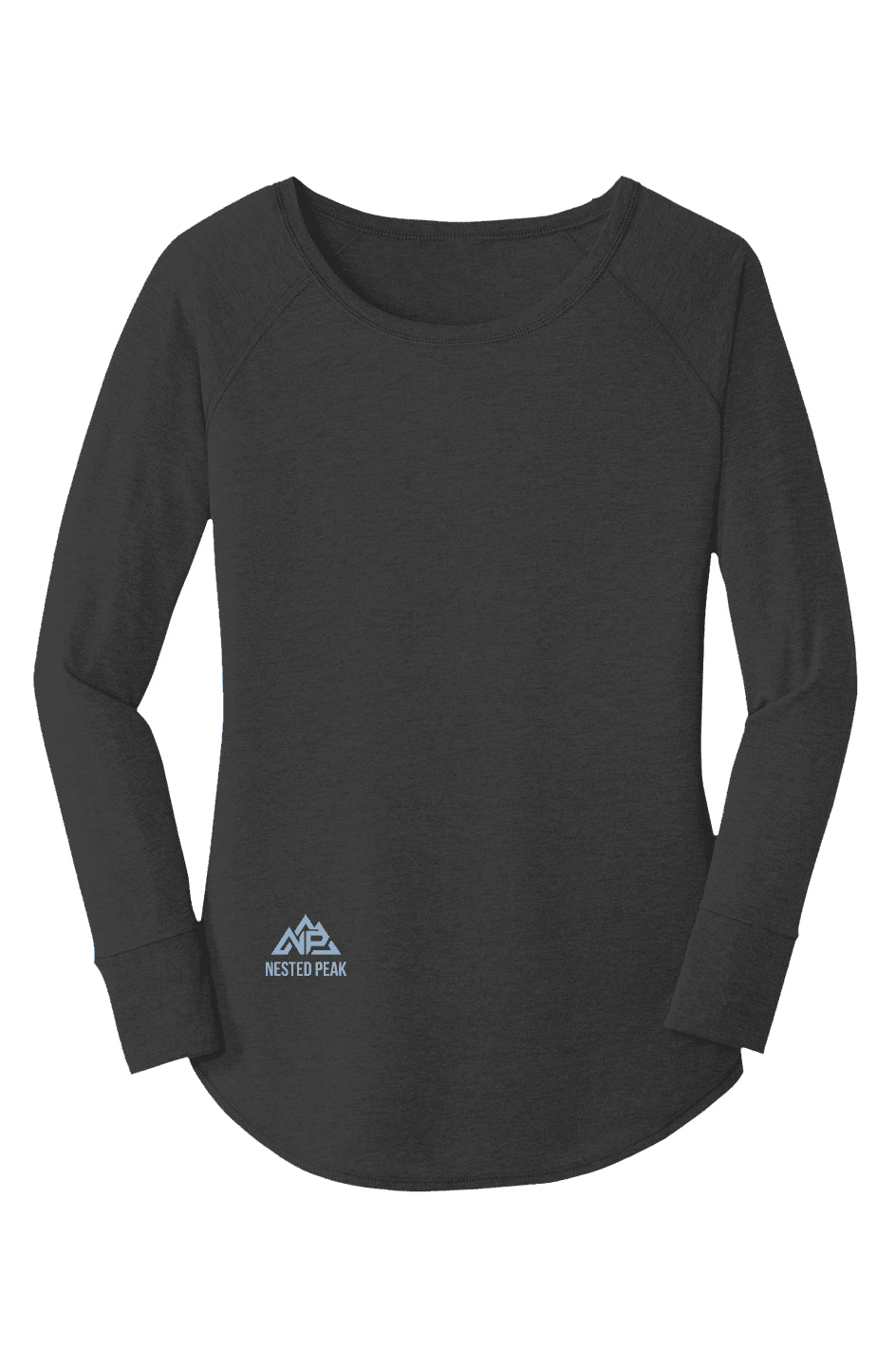 NP Women's Perfect Tri LS Tunic Tee | Black Frost, White, Grey Frost - Nested Peak