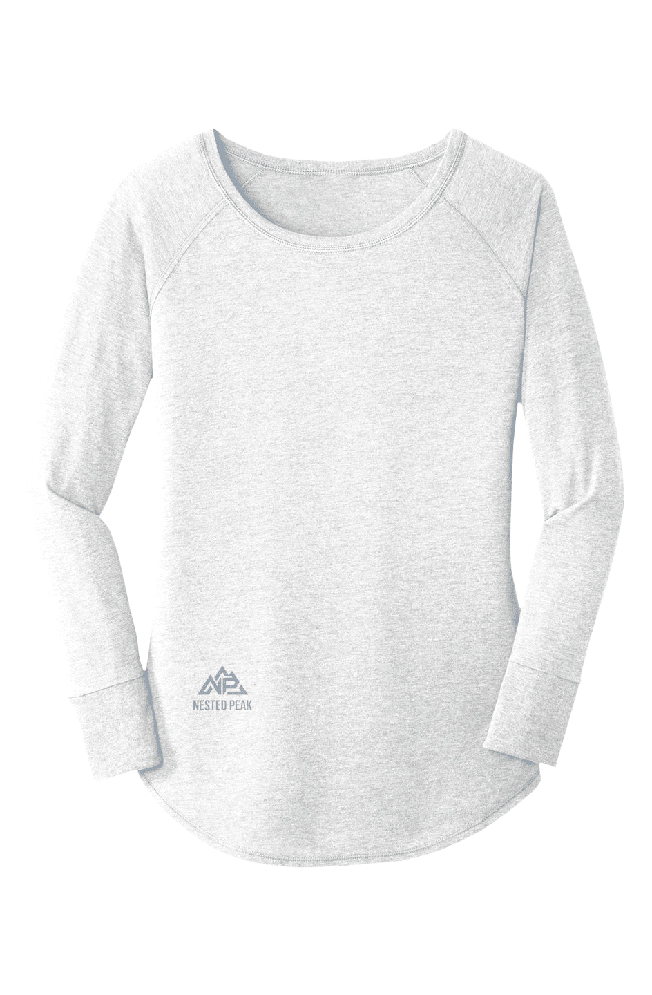NP Women's Perfect Tri LS Tunic Tee | Black Frost, White, Grey Frost - Nested Peak