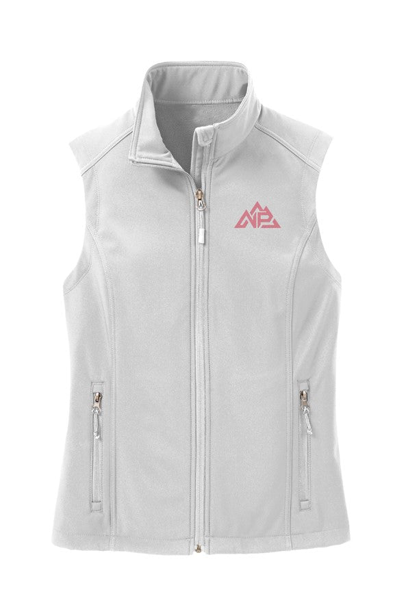 NP Womens Soft Shell Vest | Black, Dress Blue Navy, Marshmallow - Nested Peak
