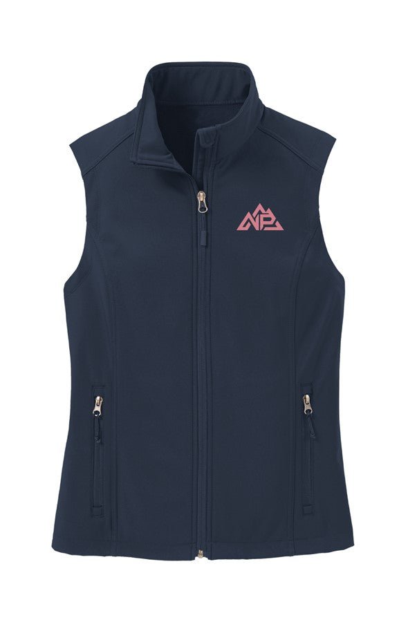 NP Womens Soft Shell Vest | Black, Dress Blue Navy, Marshmallow - Nested Peak