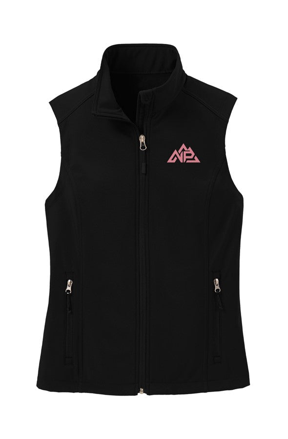 NP Womens Soft Shell Vest | Black, Dress Blue Navy, Marshmallow - Nested Peak