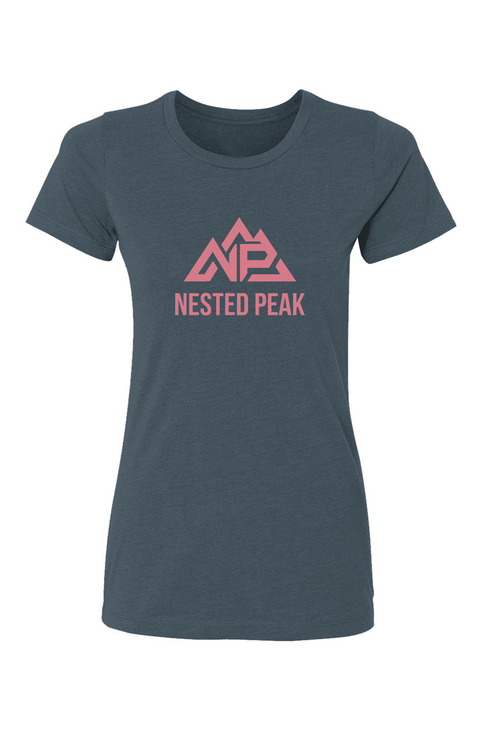 NP Women's T-Shirt | Dark Heather Grey, White, Indigo - Nested Peak