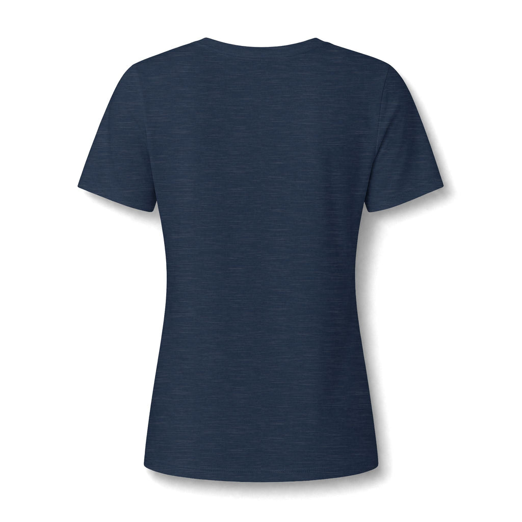 NP Women's V-Neck Tee — Mountain 'MNP' Badge | Dark Grey Heather, Heather Navy, Heather Red - Nested Peak