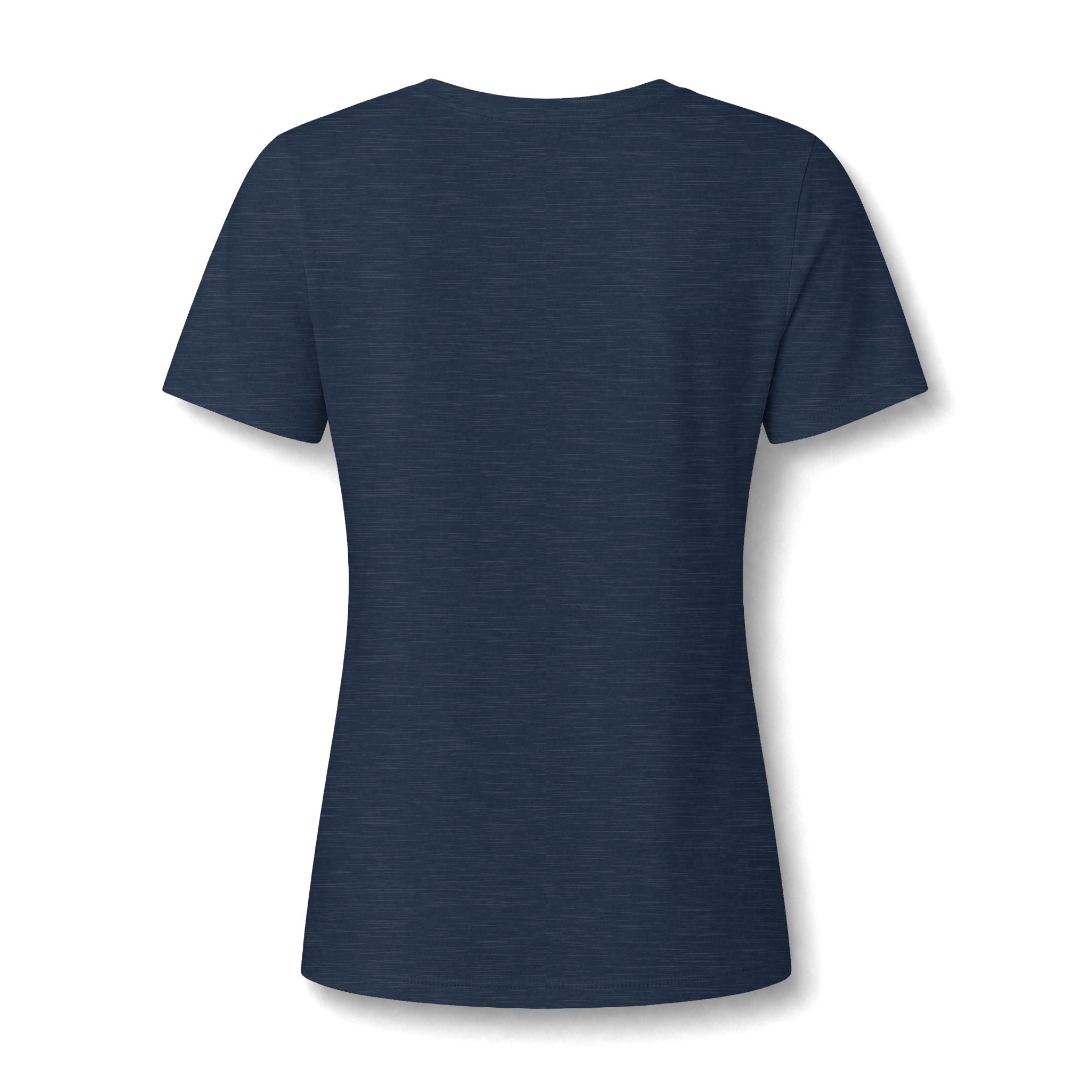 NP Women's V-Neck Tee — Mountain 'MNP' Badge | Dark Grey Heather, Heather Navy, Heather Red - Nested Peak