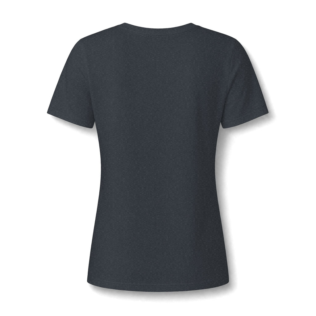 NP Women's V-Neck Tee — Mountain 'MNP' Badge | Dark Grey Heather, Heather Navy, Heather Red - Nested Peak