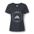 NP Women's V-Neck Tee — Mountain 'MNP' Badge | Dark Grey Heather, Heather Navy, Heather Red - Nested Peak