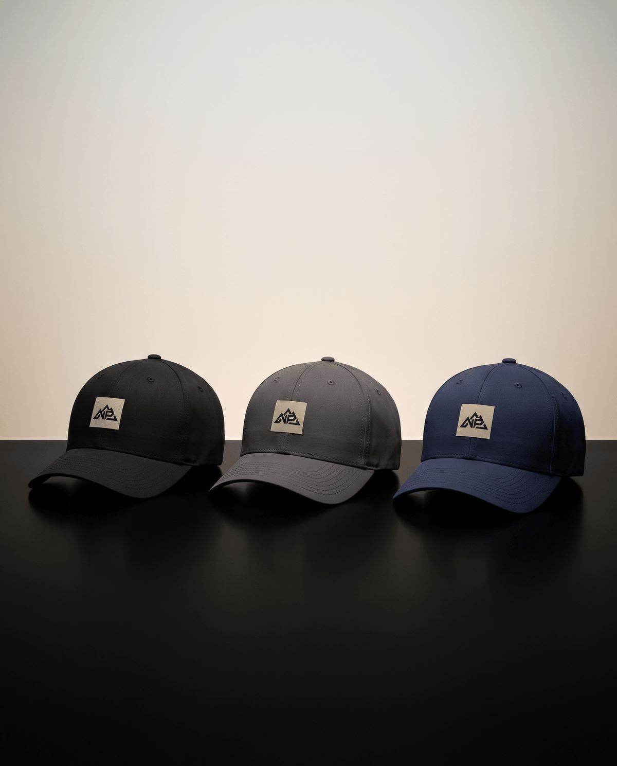 Tan Badge Delta Perforated Snapback | Black, Navy, Dark Grey - Nested Peak LLC