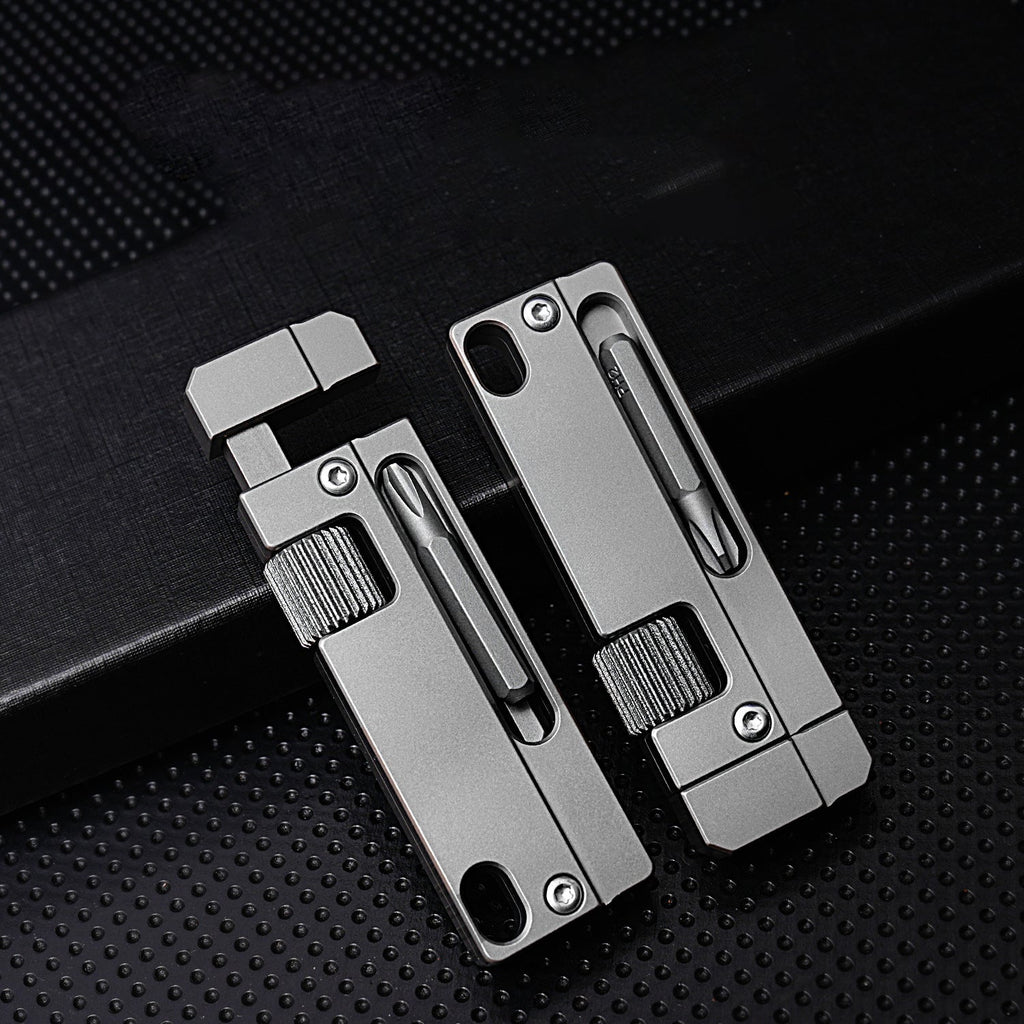 Titanium Alloy Screwdriver And Wrench Small EDC Multifunctional Tool Outdoor Portable Pocket Tool Gray New - Nested Peak LLC