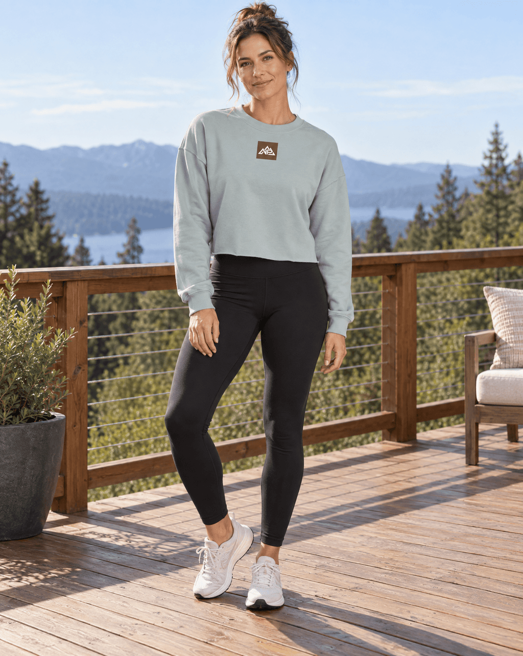 Women's Lightweight Cropped Crew | black, Sage, Blush - Nested Peak LLC