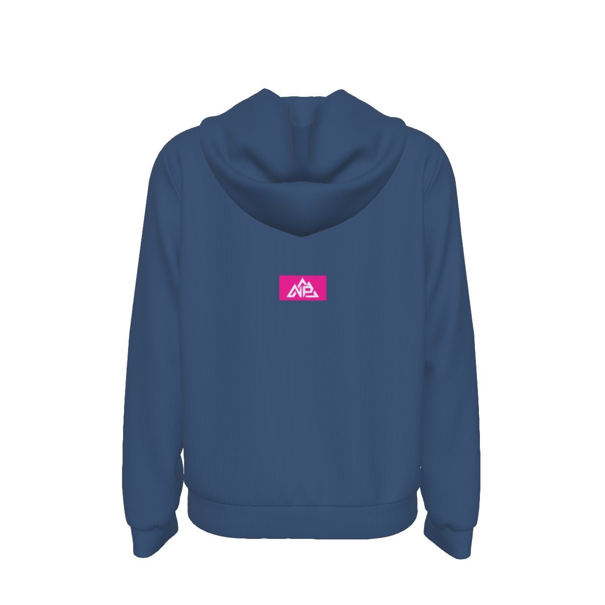 Women's Pink Badge Slim Pullover Hoodie | Navy - Nested Peak LLC